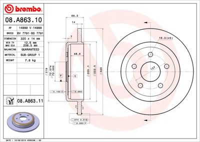 Brake Disc BREMBO 08.A863.10