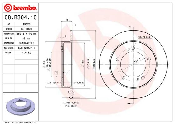 BREMBO 08.B304.10 Brake Disc