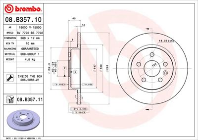 Brake Disc BREMBO 08.B357.10