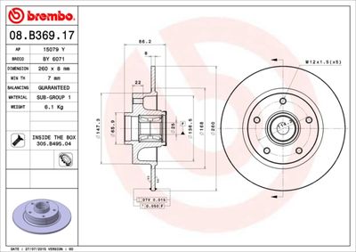 Brake Disc BREMBO 08.B369.17