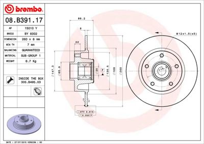 Brake Disc BREMBO 08.B391.17