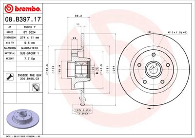 Brake Disc BREMBO 08.B397.17