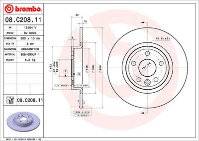 Brake Disc BREMBO 08.C208.11