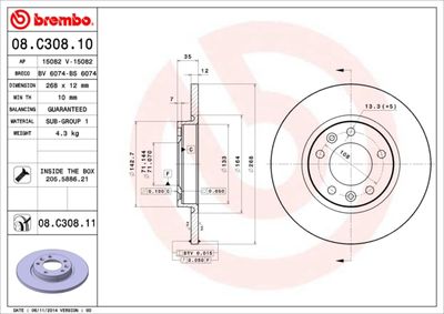 Brake Disc BREMBO 08.C308.11