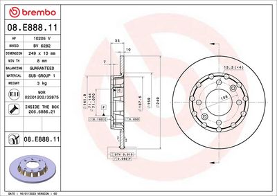 Brake Disc BREMBO 08.E888.11