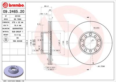 Brake Disc BREMBO 09.2465.20