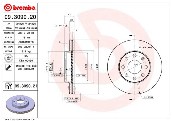 BREMBO 09.3090.20 Brake Disc