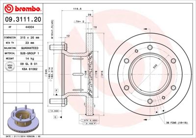 Brake Disc BREMBO 09.3111.20