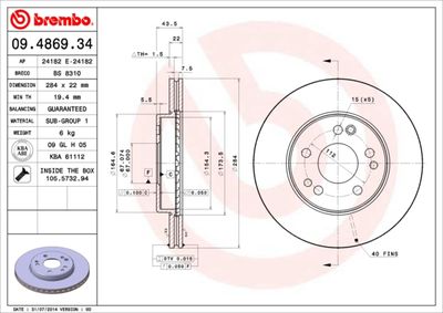 Brake Disc BREMBO 09.4869.34