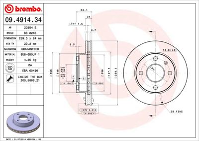 Brake Disc BREMBO 09.4914.34