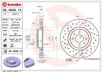 Brake Disc BREMBO 09.4939.1X