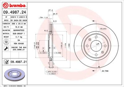 Brake Disc BREMBO 09.4987.21