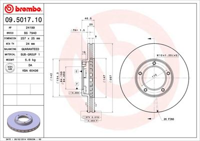 Brake Disc BREMBO 09.5017.10