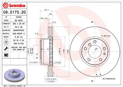 Brake Disc BREMBO 09.5175.20