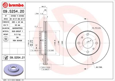 Brake Disc BREMBO 09.5254.20