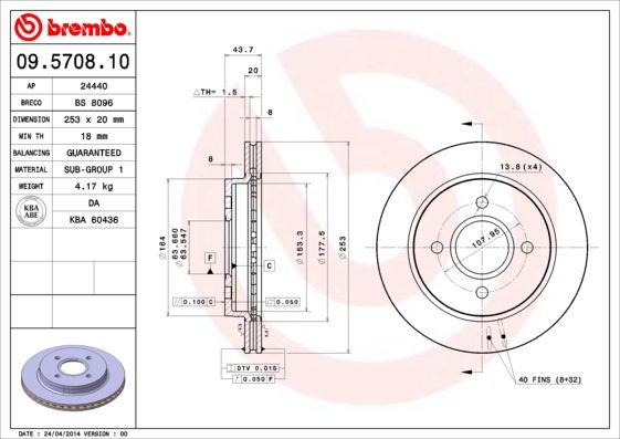 BREMBO 09.5708.10 Brake Disc