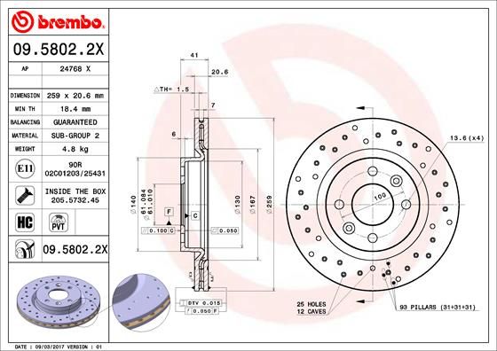 BREMBO 09.5802.2X Brake Disc