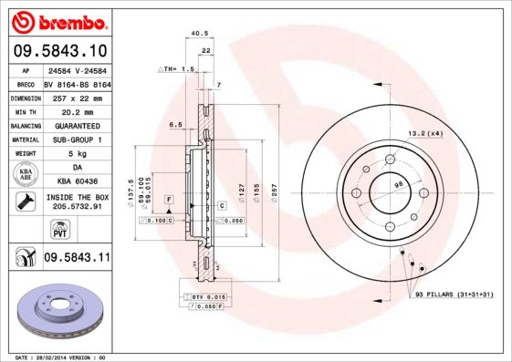 BREMBO 09.5843.11 Brake Disc