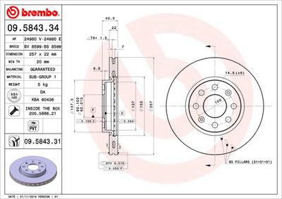 Brake Disc BREMBO 09.5843.34