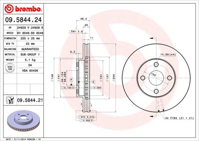 Brake Disc BREMBO 09.5844.21