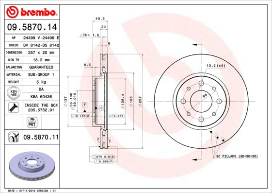 BREMBO 09.5870.14 Brake Disc