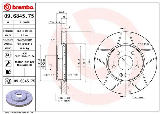 BREMBO 09.6845.75 Brake Disc