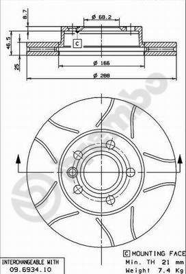 BREMBO 09.6934.75 Brake Disc