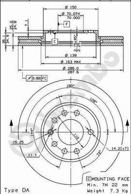 Brake Disc BREMBO 09.6997.21