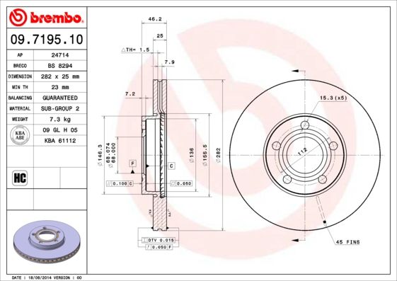 BREMBO 09.7195.10 Brake Disc