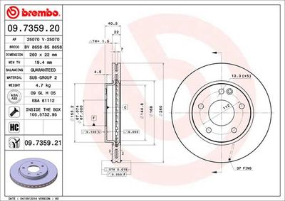 Brake Disc BREMBO 09.7359.20