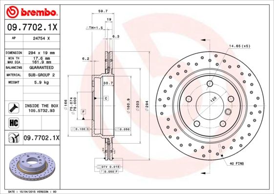 BREMBO 09.7702.1X Brake Disc