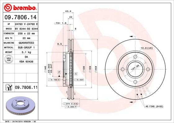 BREMBO 09.7806.11 Brake Disc