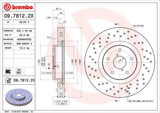 BREMBO 09.7812.2X Brake Disc