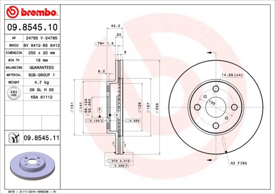 BREMBO 09.8545.10 Brake Disc