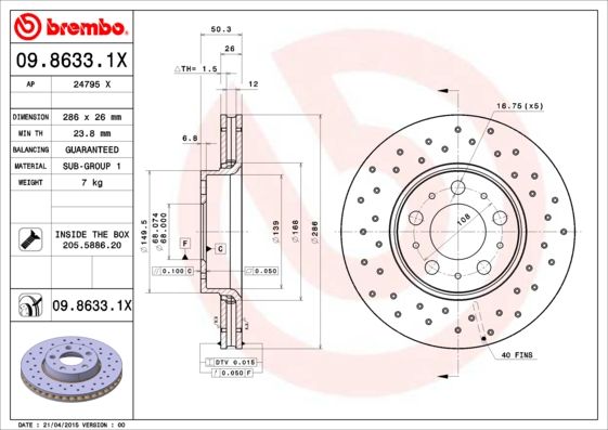 BREMBO 09.8633.1X Brake Disc