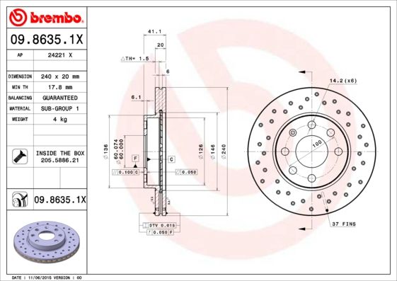 BREMBO 09.8635.1X Brake Disc