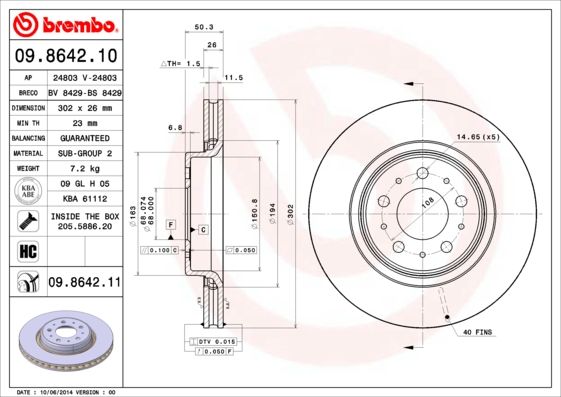 BREMBO 09.8642.11 Brake Disc