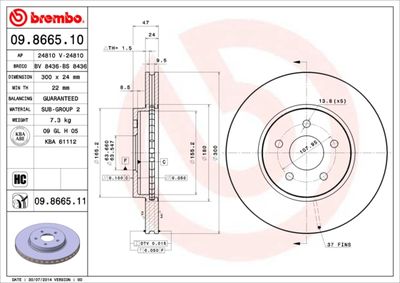 Brake Disc BREMBO 09.8665.11