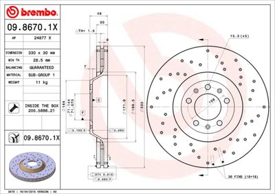 Brake Disc BREMBO 09.8670.1X