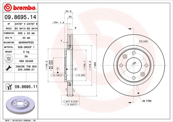 BREMBO 09.8695.11 Brake Disc