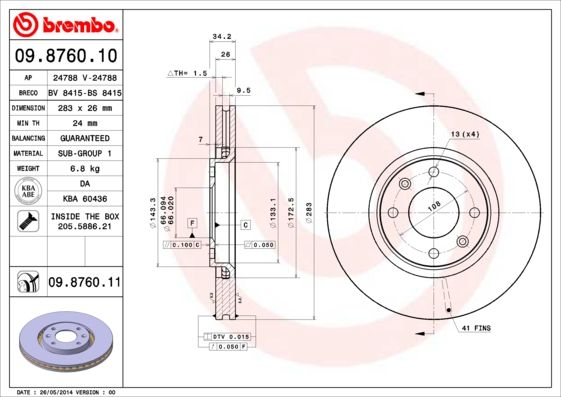 BREMBO 09.8760.11 Brake Disc