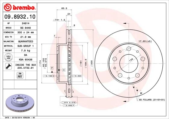 BREMBO 09.8932.10 Brake Disc