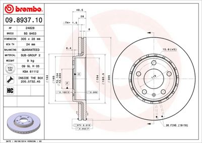 Brake Disc BREMBO 09.8937.10