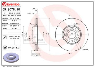 Brake Disc BREMBO 09.9078.21