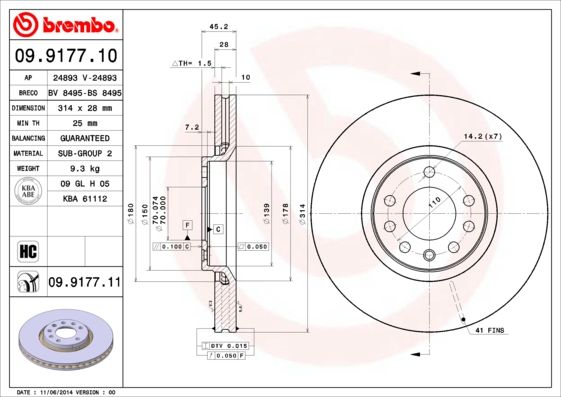 BREMBO 09.9177.10 Brake Disc