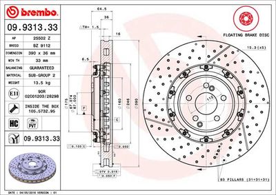 Brake Disc BREMBO 09.9313.33