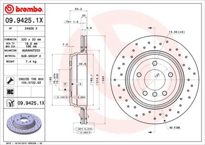 Brake Disc BREMBO 09.9425.1X