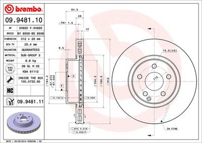 Brake Disc BREMBO 09.9481.10