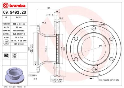 Brake Disc BREMBO 09.9493.20