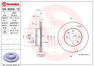 Brake Disc BREMBO 09.9503.10